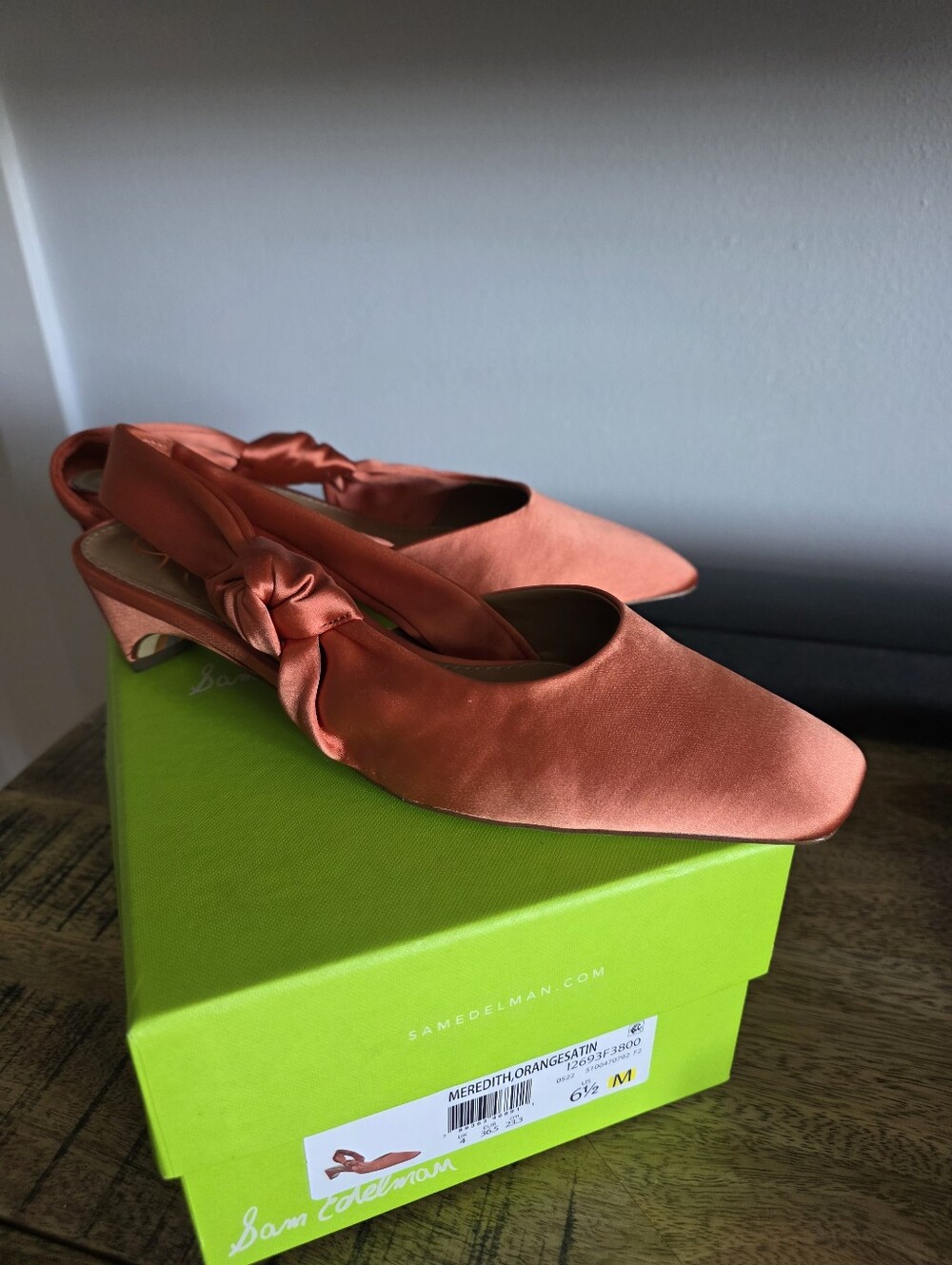 Sam Edelman Coral Satin Knot Slingback Heels